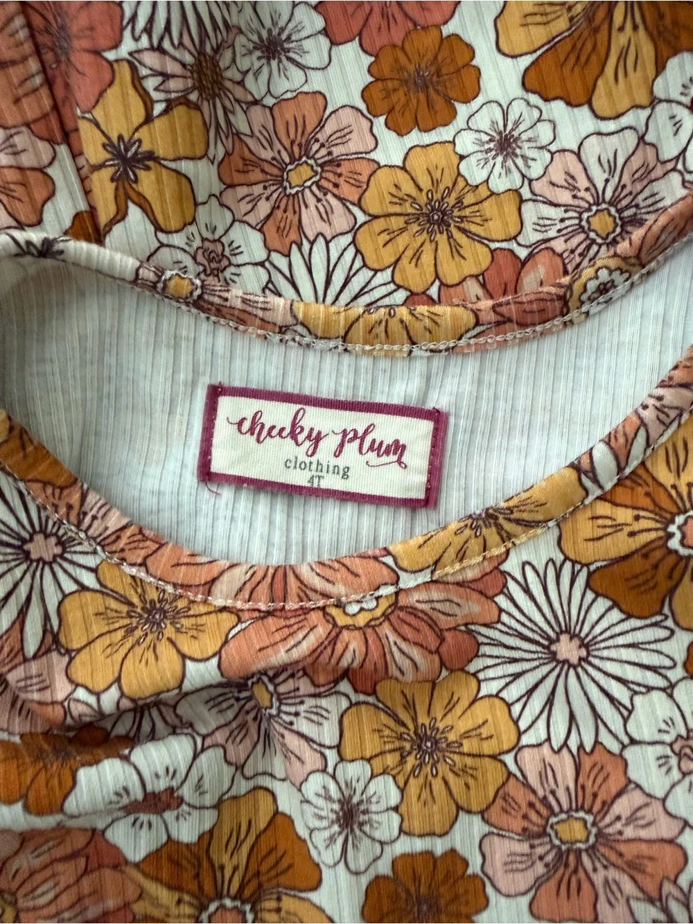 cheeky plum Floral Ruffle-Hem Long Sleeve Dress - Pink & Mustard